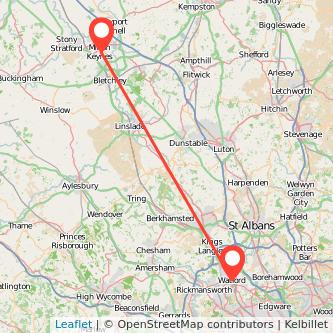 Watford Milton Keynes train map