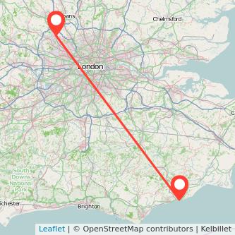 Watford Hastings bus map