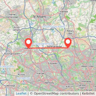 Watford High Barnet bus map