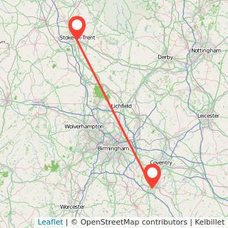 Warwick Stoke-on-Trent train map