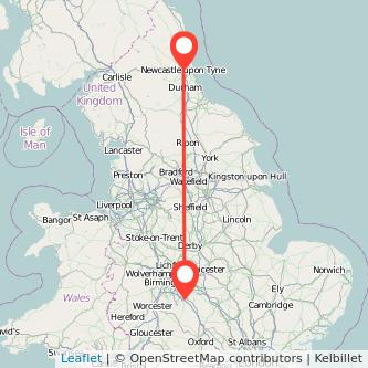 Warwick Newcastle upon Tyne train map