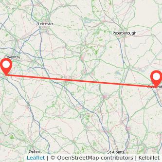 Warwick Cambridge train map