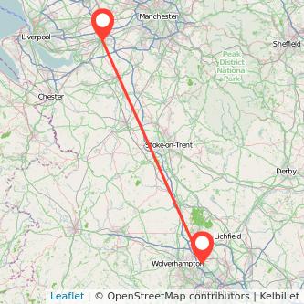 Warrington Walsall train map