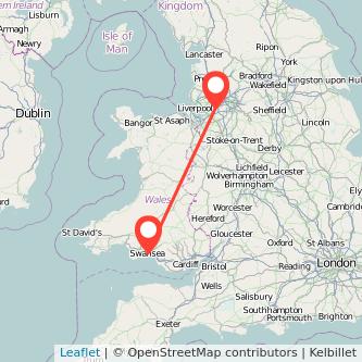 Warrington Swansea train map