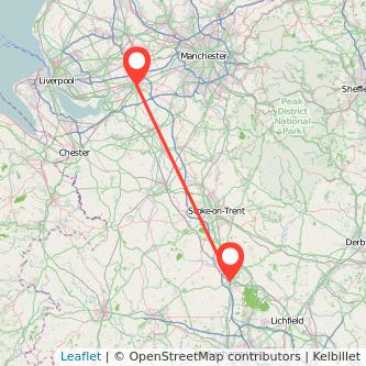 Warrington Stafford train map