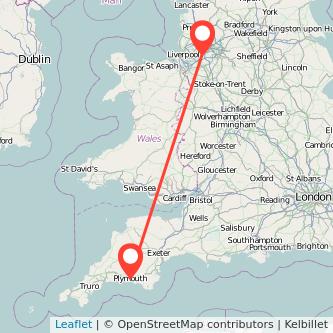 Warrington Plymouth train map