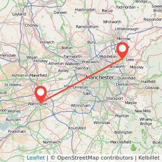 Warrington Oldham train map