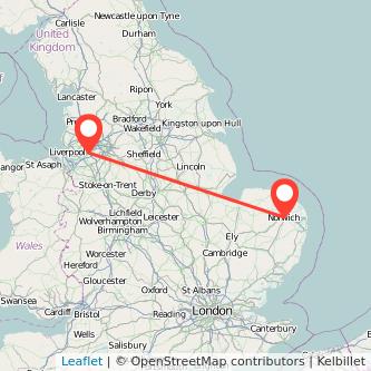 Warrington Norwich train map