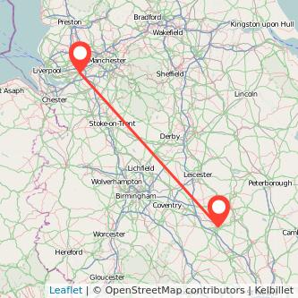 Warrington Northampton train map