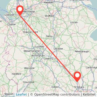 Warrington Luton train map