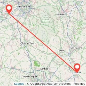 Warrington Leicester train map