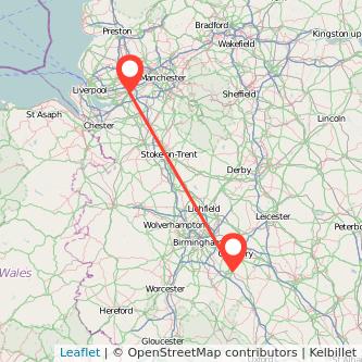 Warrington Leamington train map