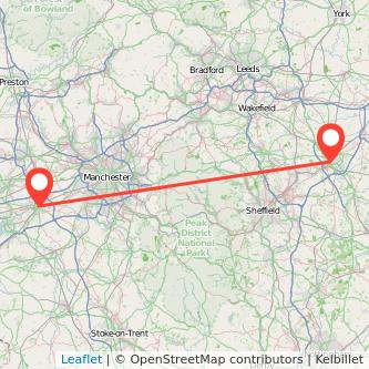 Warrington Doncaster bus map