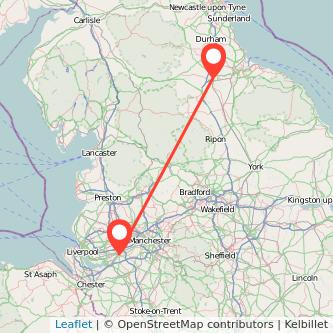 Warrington Darlington bus map