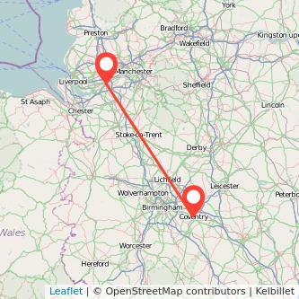 Warrington Coventry train map
