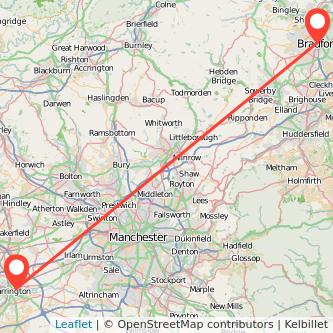 Warrington Bradford train map