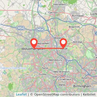 Walsall Wolverhampton bus map