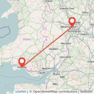 Walsall Swansea bus map