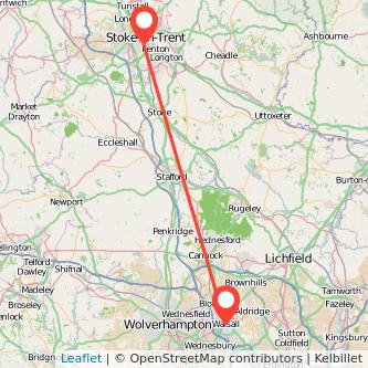 Walsall Stoke-on-Trent bus map