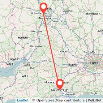 Walsall Southampton bus map