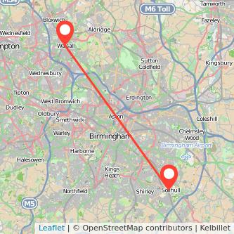 Walsall Solihull bus map