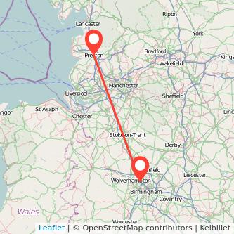 Walsall Preston bus map