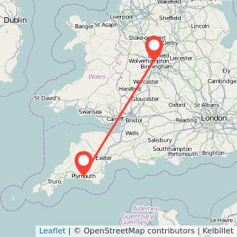 Walsall Plymouth bus map