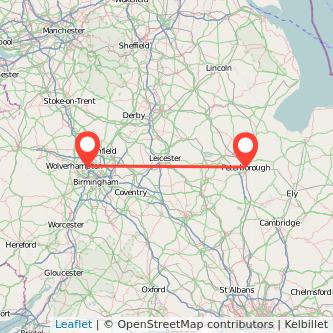 Walsall Peterborough train map