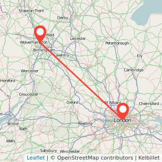 Walsall London train map