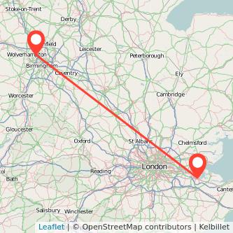 Walsall Gillingham train map