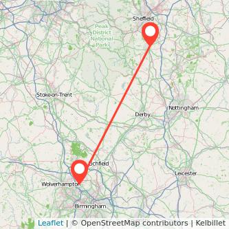 Walsall Chesterfield bus map