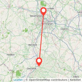 Walsall Cheltenham bus map