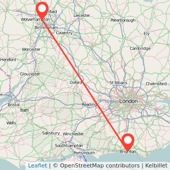 Walsall Brighton bus map