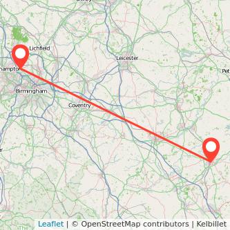 Walsall Bedford train map