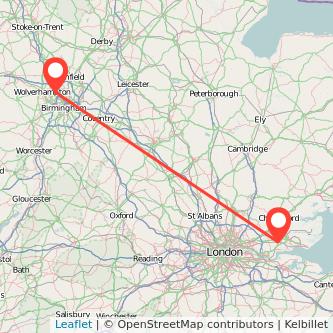 Walsall Basildon train map