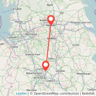 Wakefield Tamworth bus map