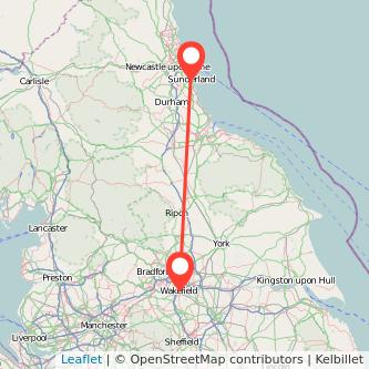 Wakefield Sunderland train map