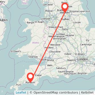 Wakefield Plymouth train map