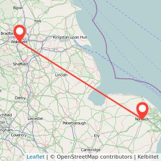 Wakefield Norwich train map