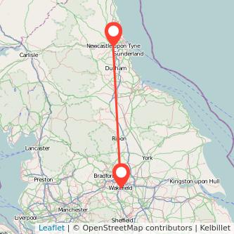 Wakefield Newcastle upon Tyne train map