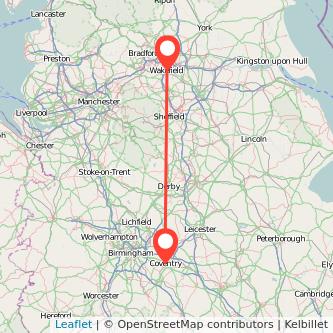 Wakefield Coventry train map