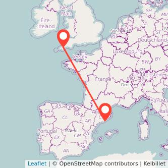 Truro Barcelona train map