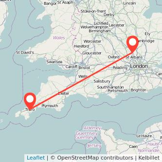 Truro Luton train map