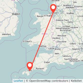 Truro Liverpool train map