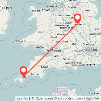 Truro Leicester train map