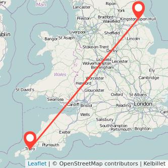 Truro Hull train map