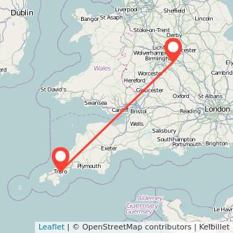 Truro Coventry train map