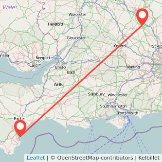 Torquay Milton Keynes train map