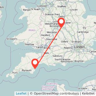 Torquay Coventry train map