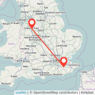 Tonbridge Stoke-on-Trent train map